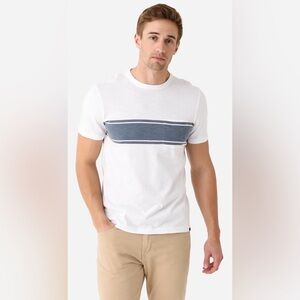 NEW FAHERTY Surf Stripe Sunwashed Tshirt In White Surf SZ LG